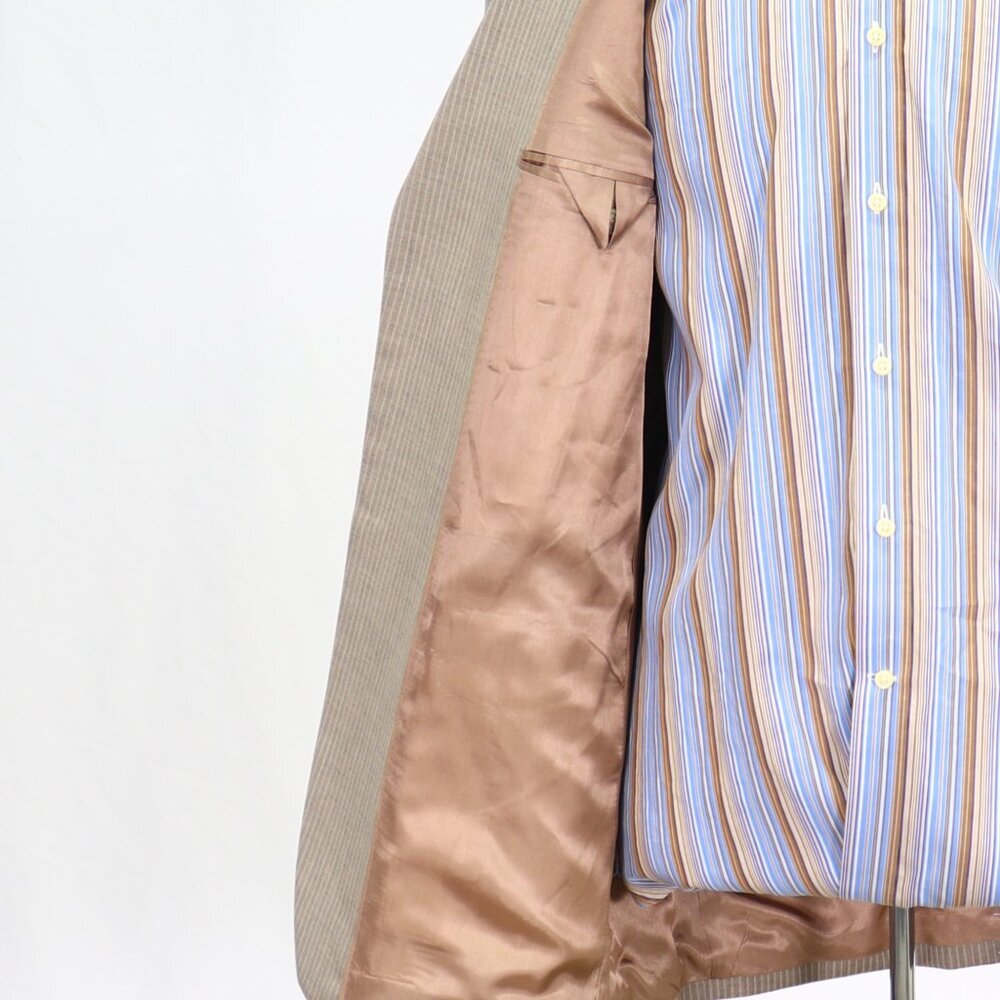 Perry Ellis 44R Beige Striped 2-Button Sport Coat Blazer Jacket P021 - Picture 9 of 11